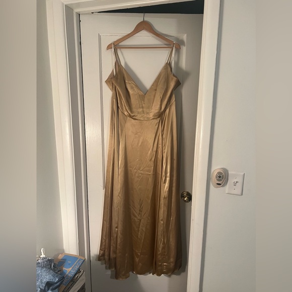 Galina Signature Charmeuse Deep V-Neck A-Line Bridesmaid Dress - Picture 2 of 6